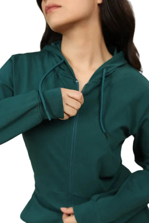 Women’s Cropped Hoodie – Organic Cotton (Deep Teal)