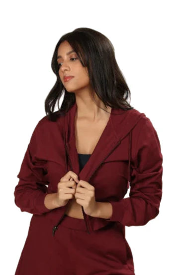 Women’s Cropped Hoodie – Organic Cotton (Sangria)
