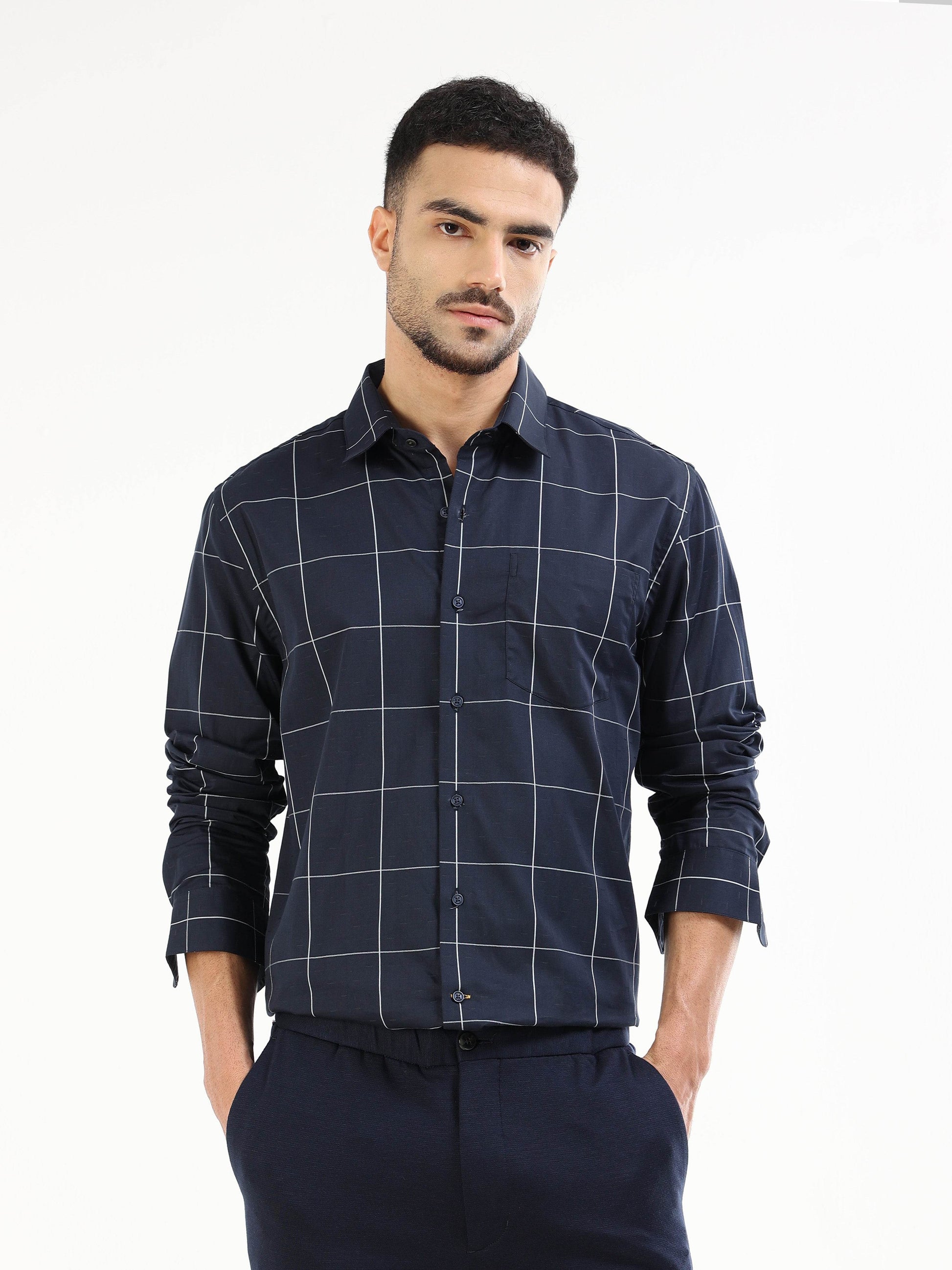 Men’s navy striped shirt