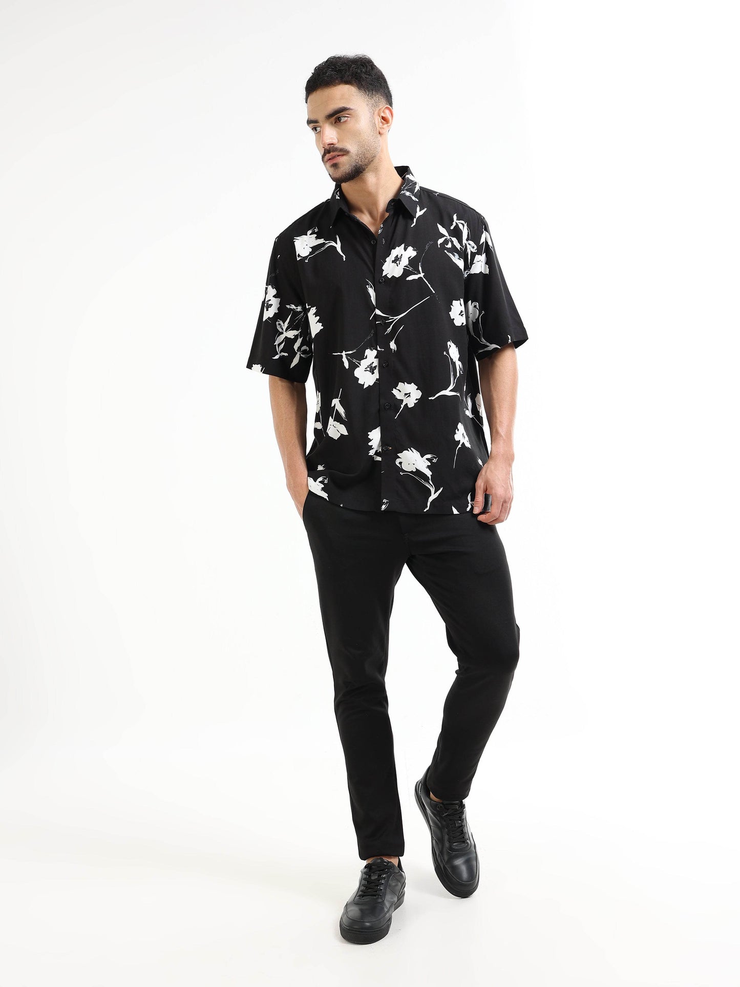 Men’s black floral shirt