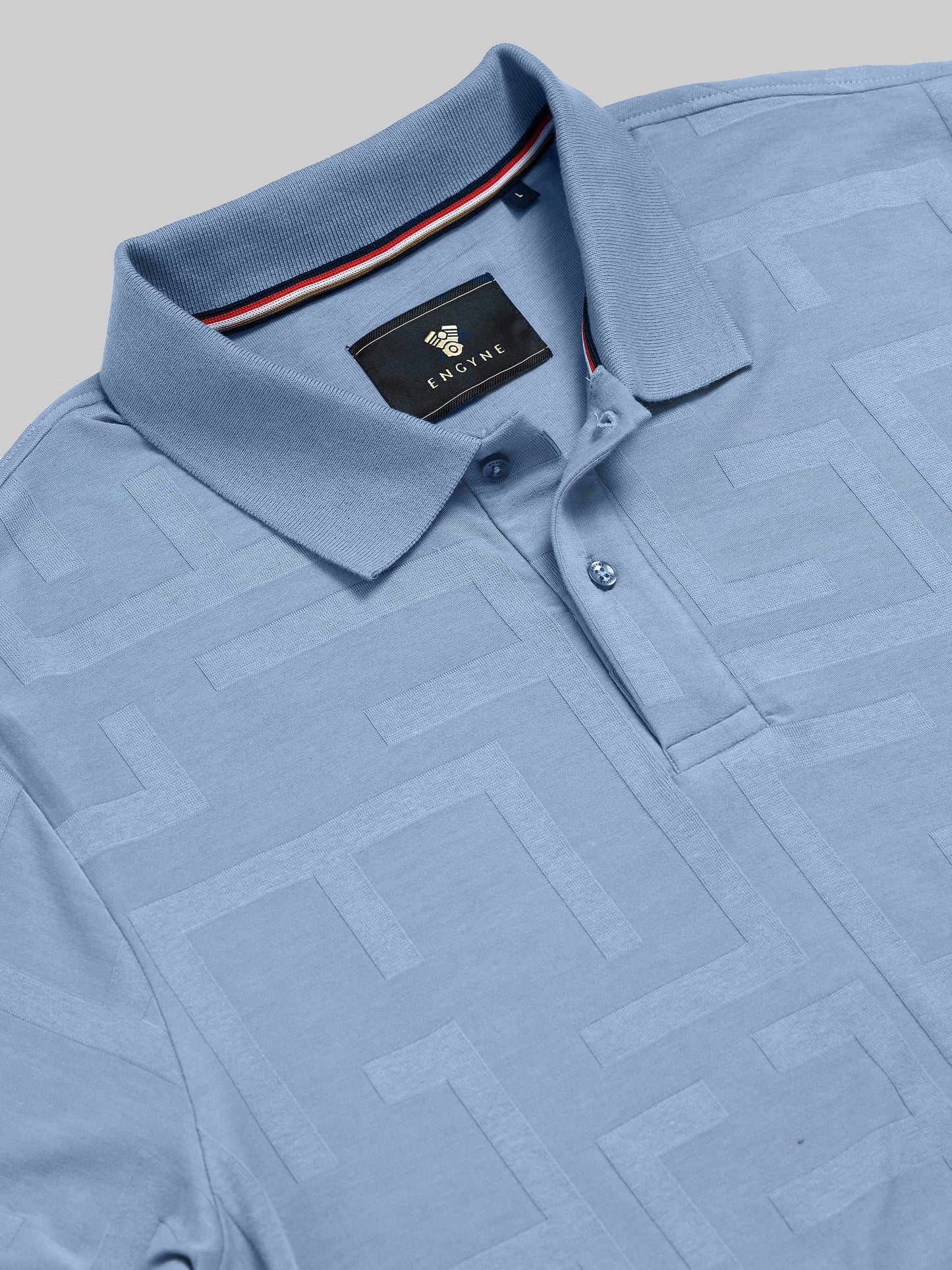 Men's blue jacquard polo t-shirt