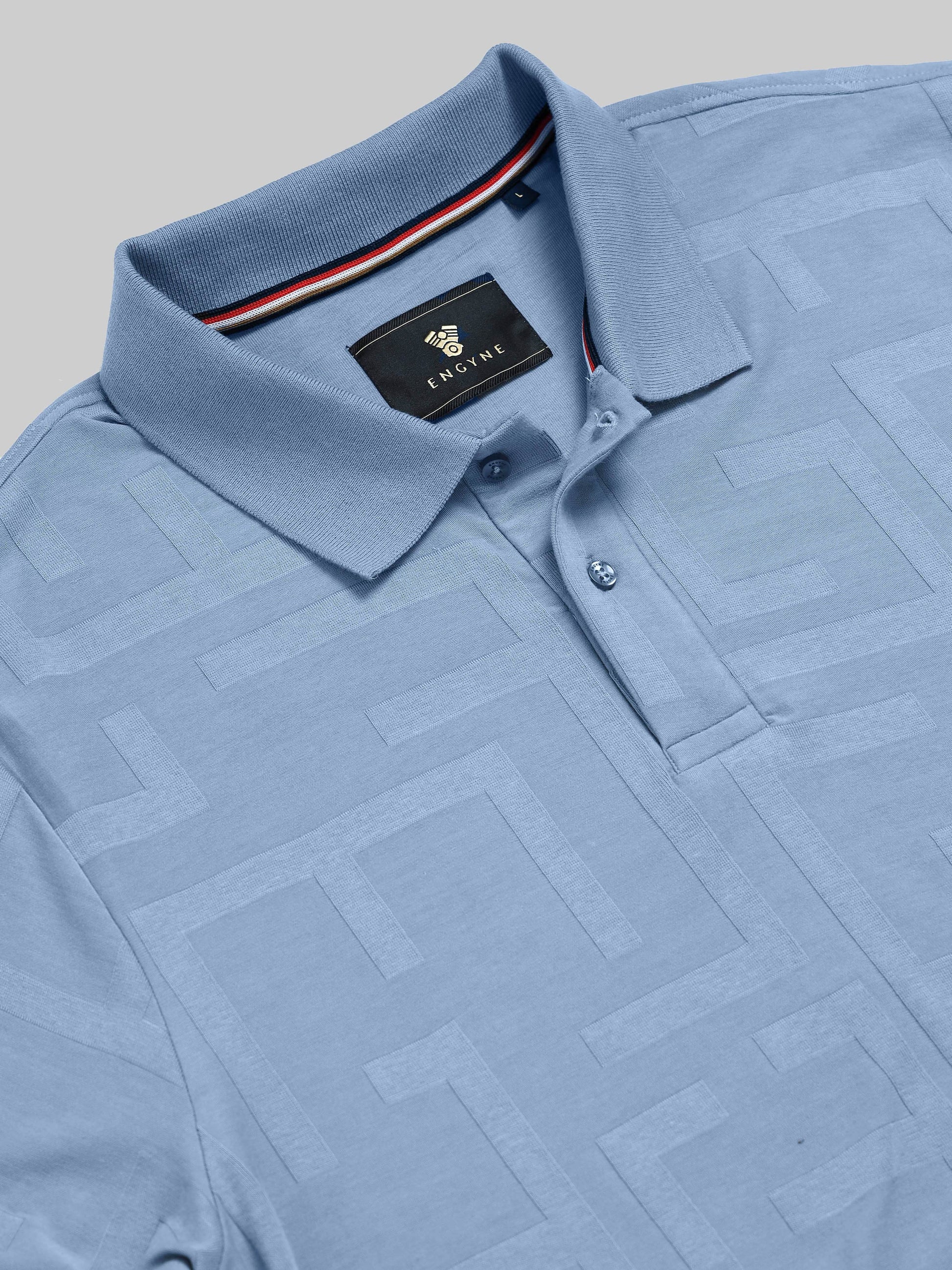 Men's blue jacquard polo t-shirt