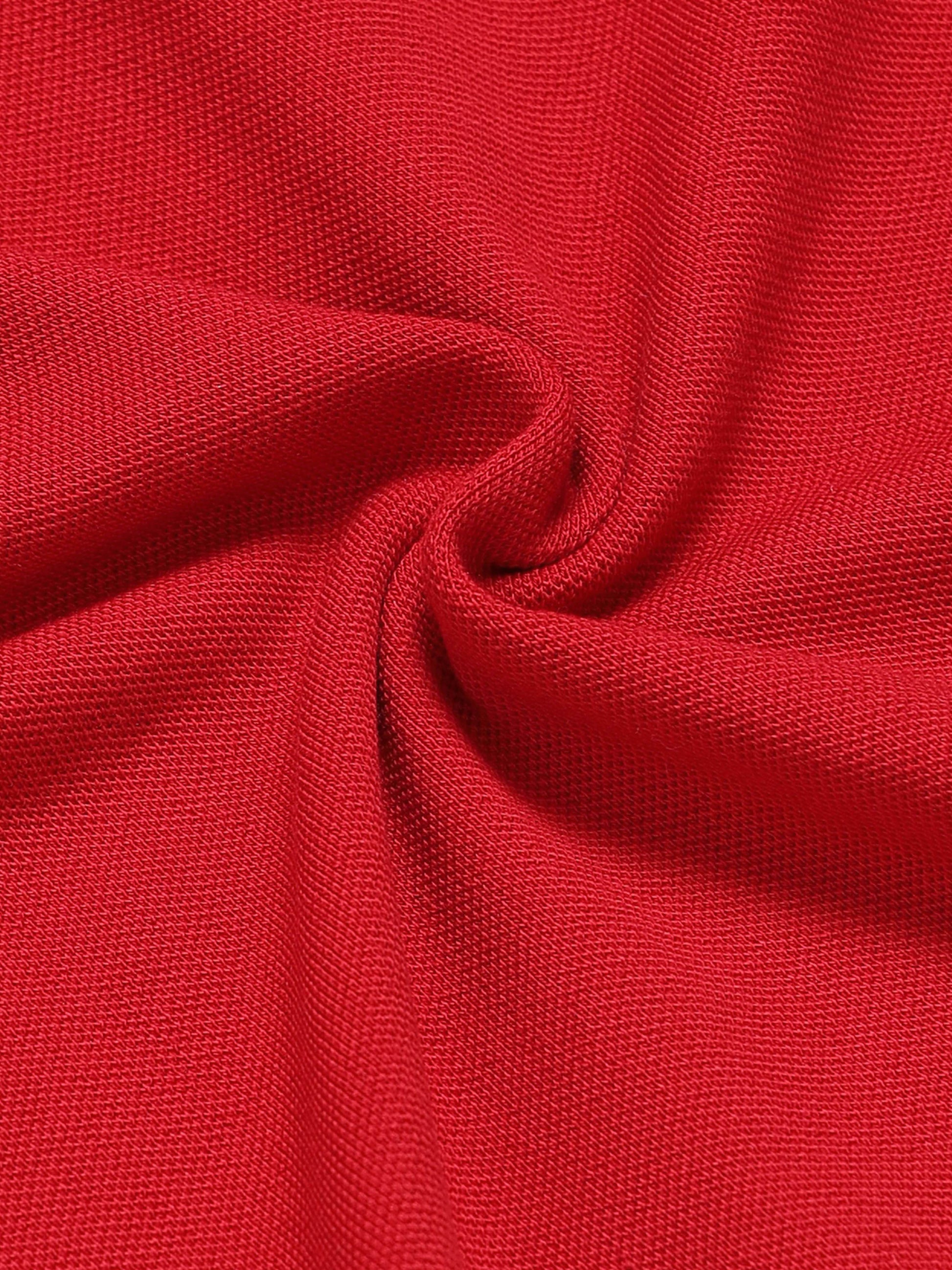 Men's red polo t-shirt with printed raglan sleeves