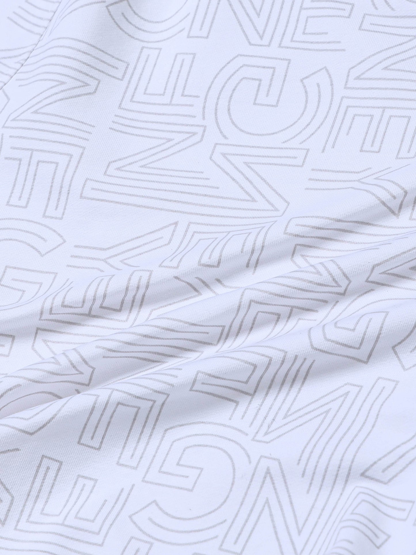 Rougen Cotton Elastane Loop Knit Shorts with All-Over Discharge Print White