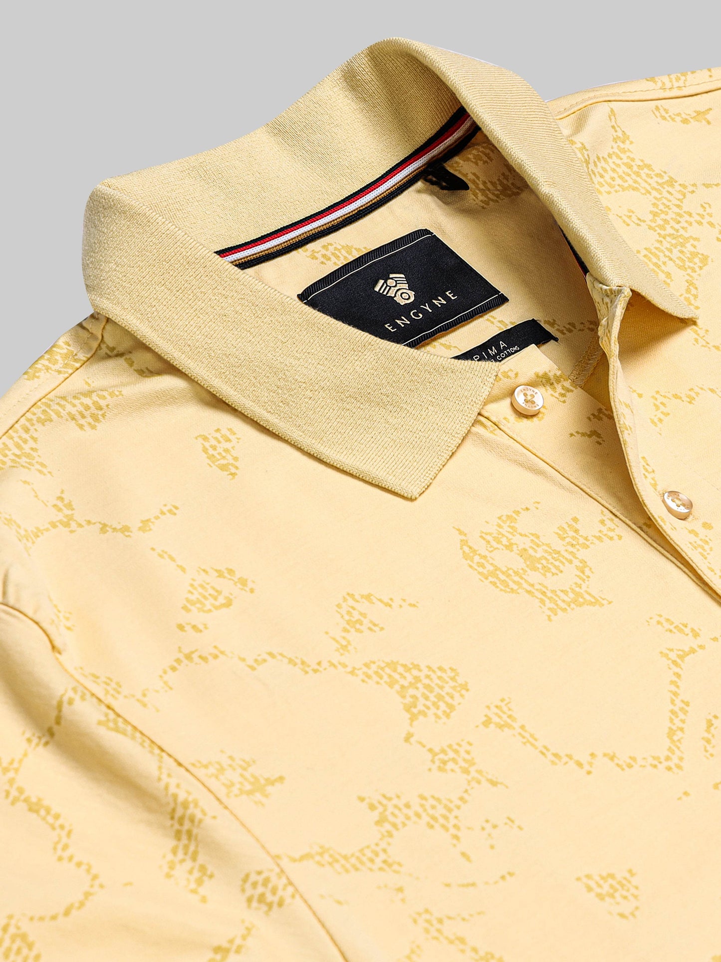 Supima Cotton LuxeKnit Polo with Rotary All-Over Print Light Yellow