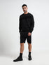 Regular fit Flock Stripe Mens Black Shorts