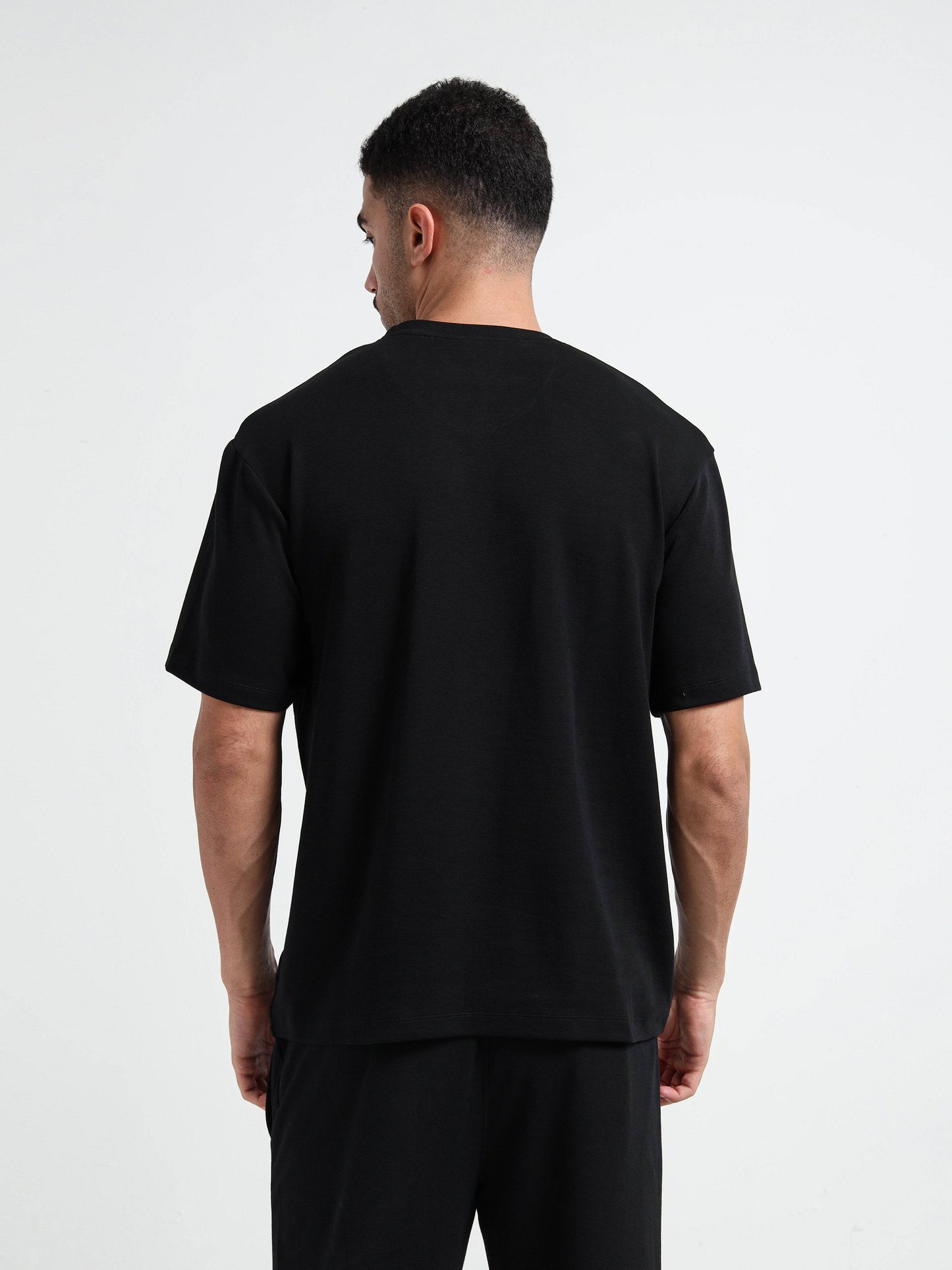 Flock Stripe Black Printed Oversized T Shirt for Men