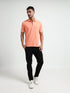 Light Orange Rougen Piqué Zipper Polo T Shirt for Men