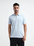 Light Blue Rougen Piqué Polo Zip Shirt for Men