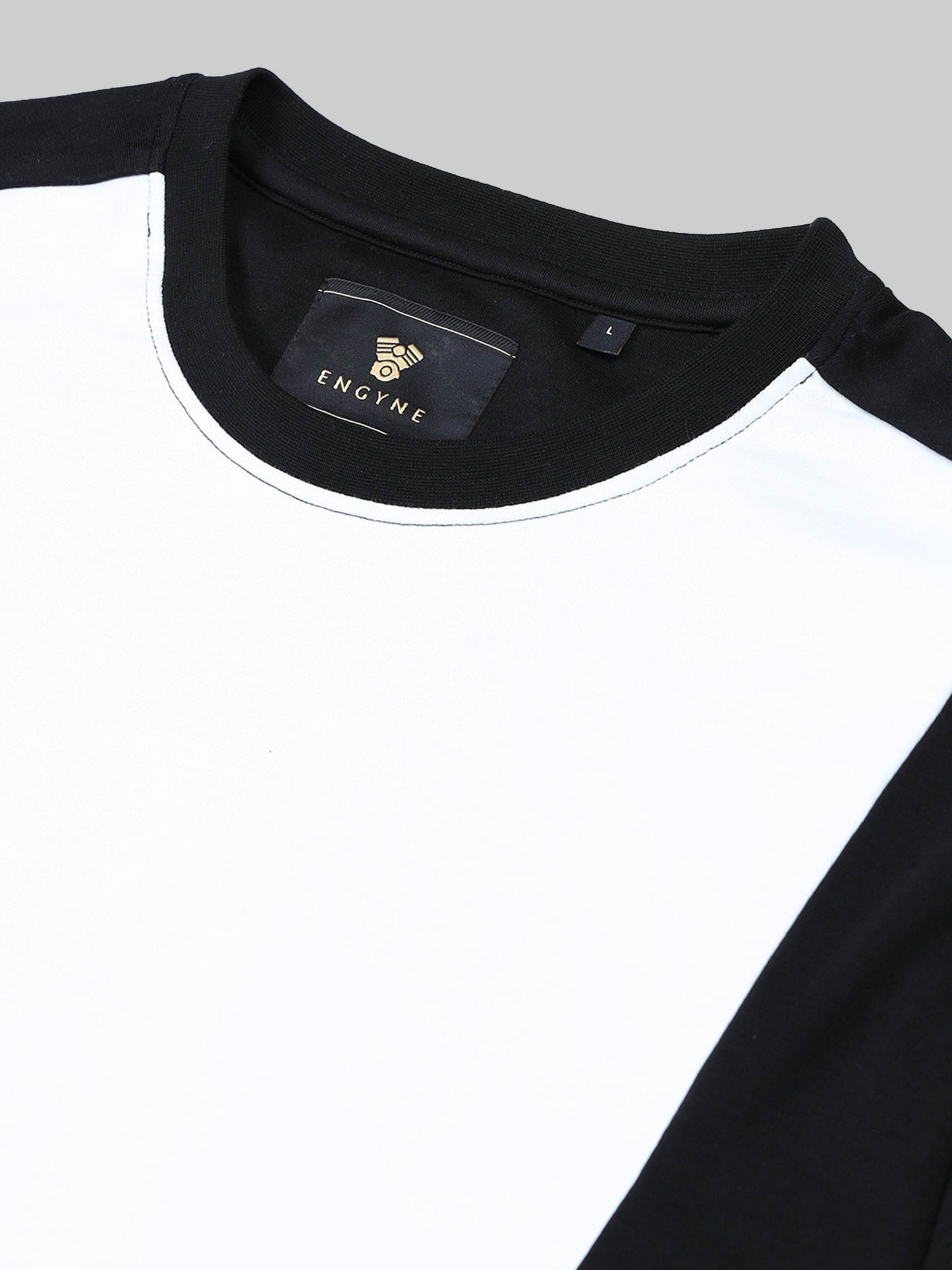 Engyne Oversize Cut & Sew T-Shirt in Supima Cotton Emblem Edition White