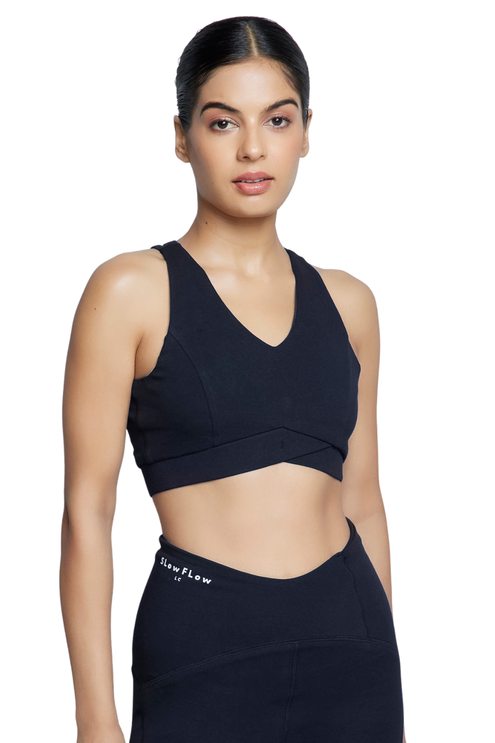 V-Neck Sports Bra (Carbon Black)