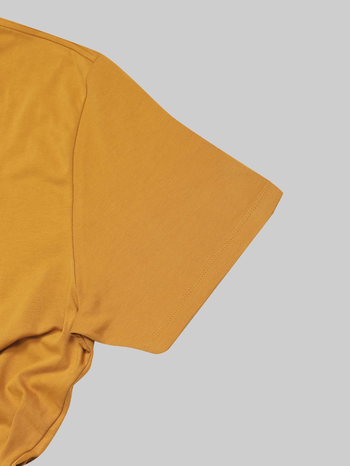 Regular Fit T-shirt in Supima Cotton Lycra with Non-PVC Print and Chest Embroidery Featuring Branded Artwork Play - Mustard