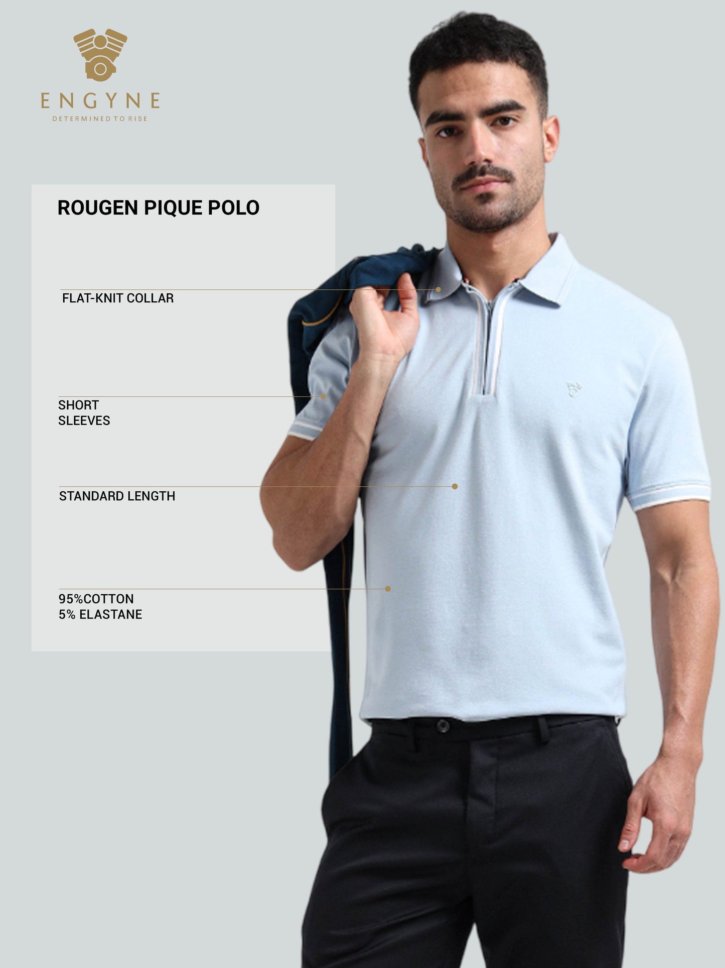 light blue zipper polo