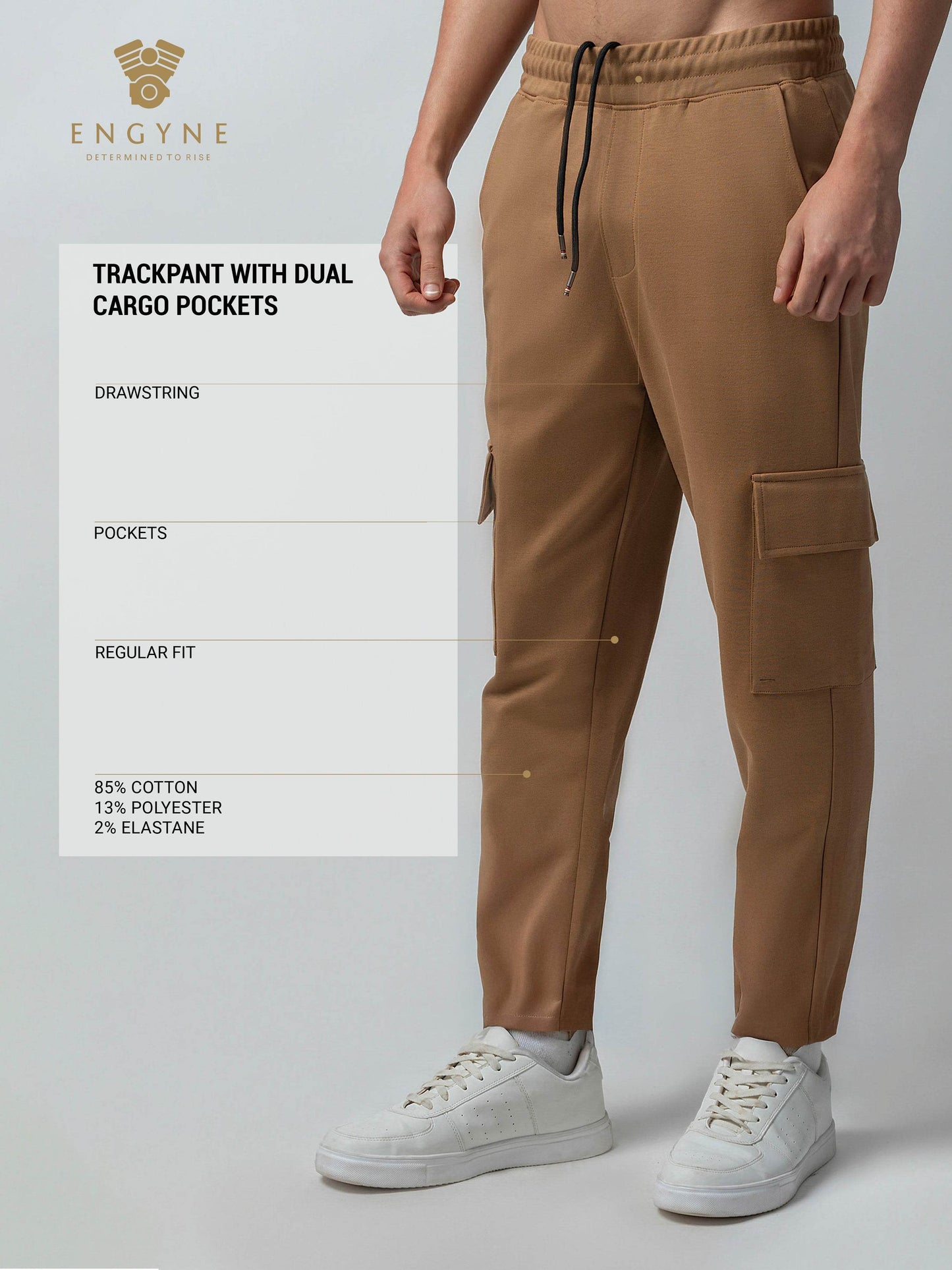 Trackpant with Dual Cargo Pockets in Rougen Cotton Poly Elastane Interlock