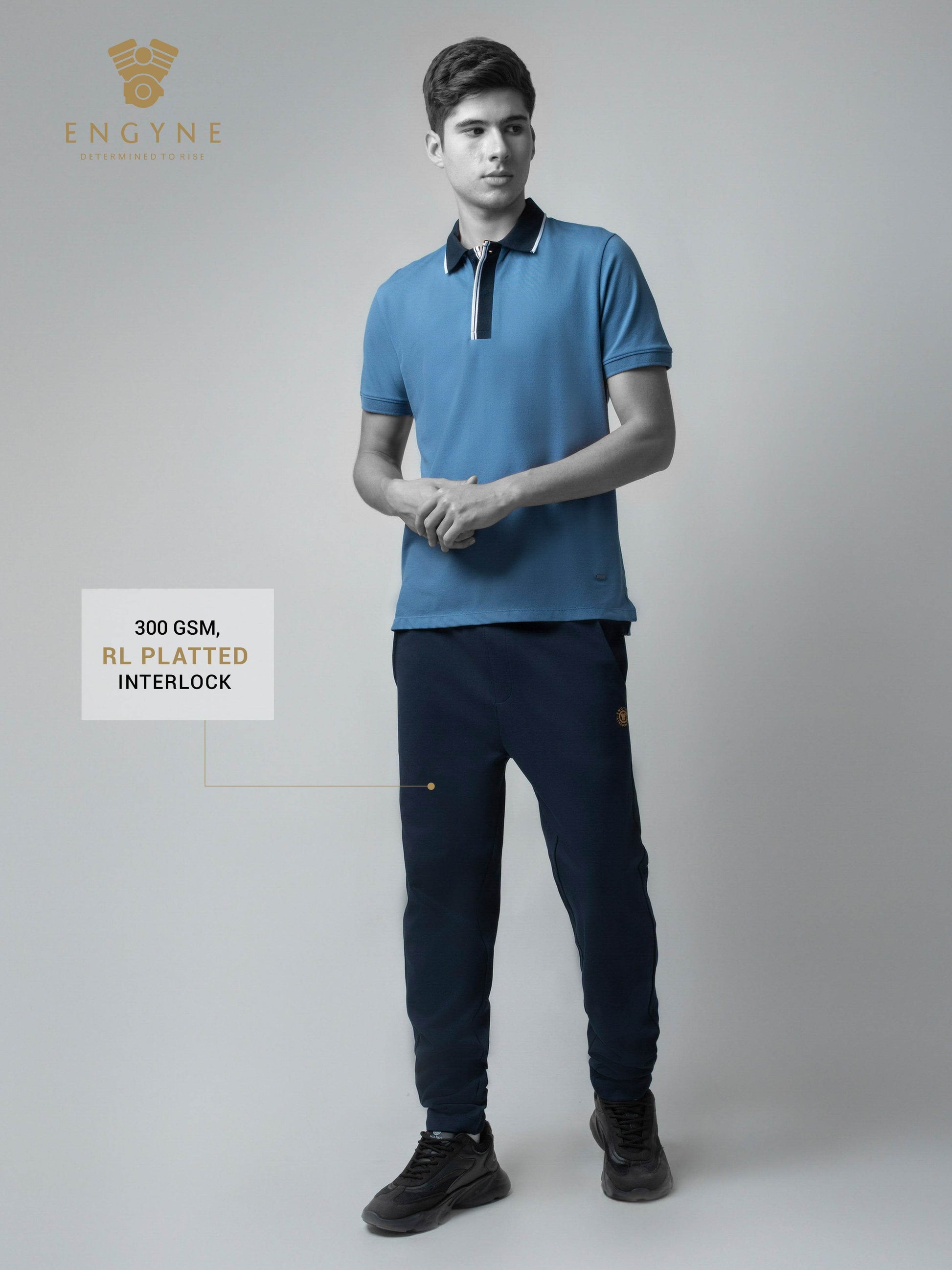 Rougen Cotton Navy Track Pant With Contrast Hd Print