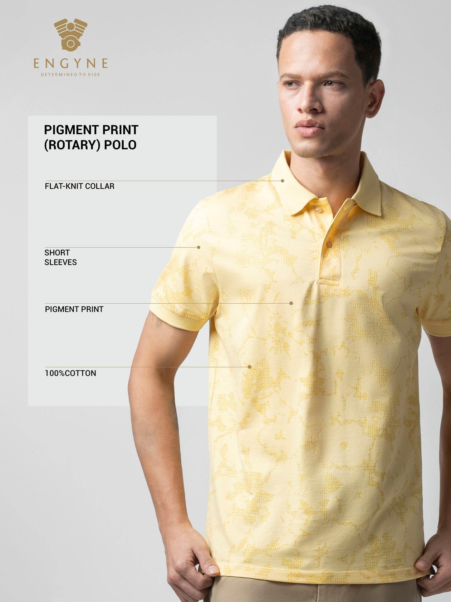 Supima Cotton Jersey All-Over Print Yellow Polo for Men