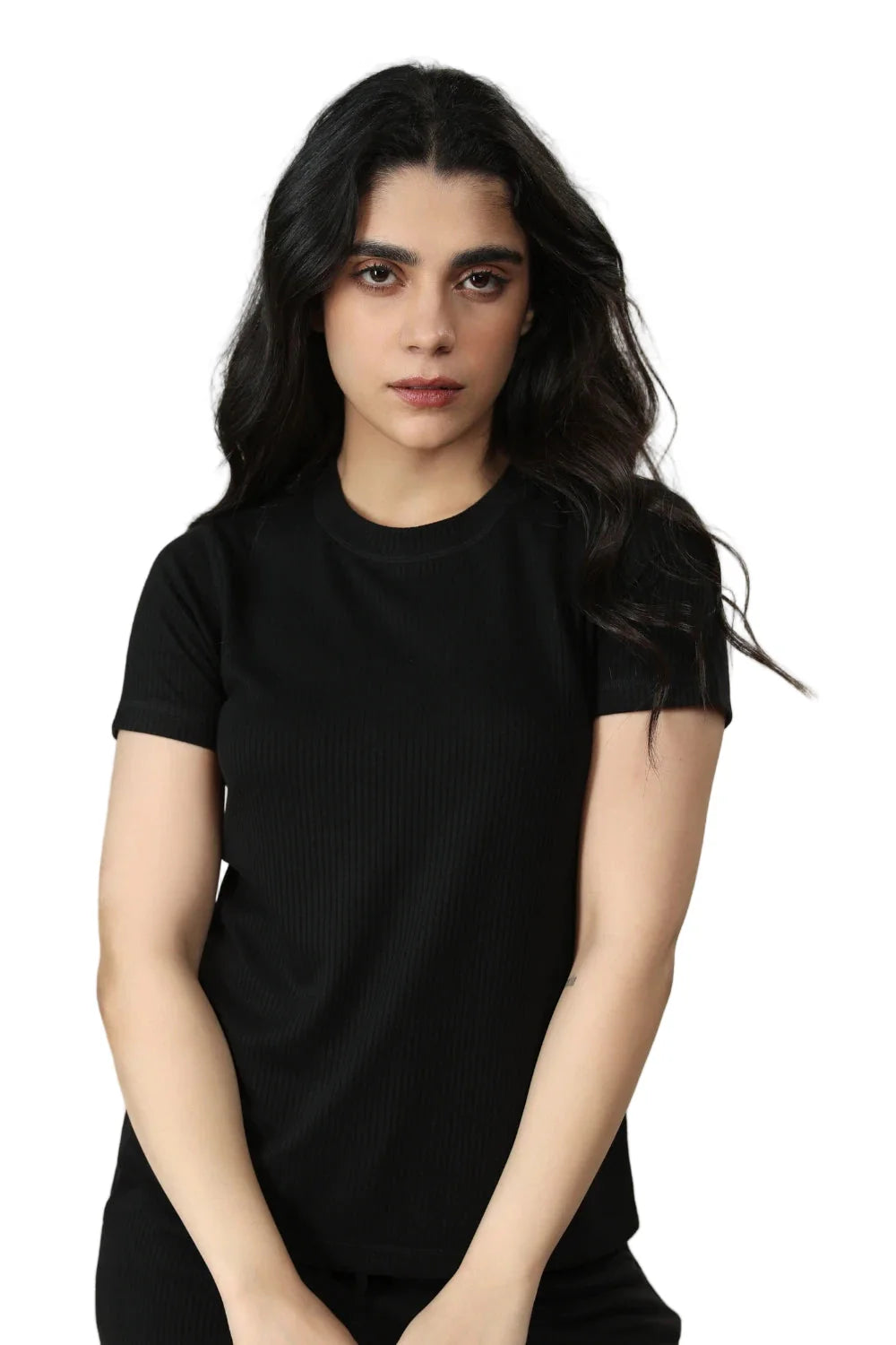 Tencel Ribbed Tee (Carbon Black)