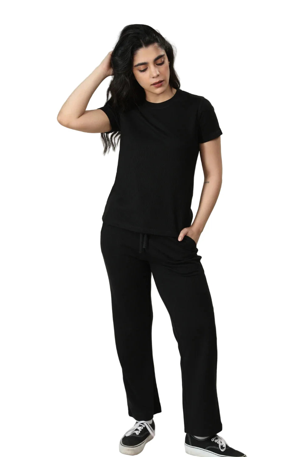 Tencel Ribbed Tee (Carbon Black)