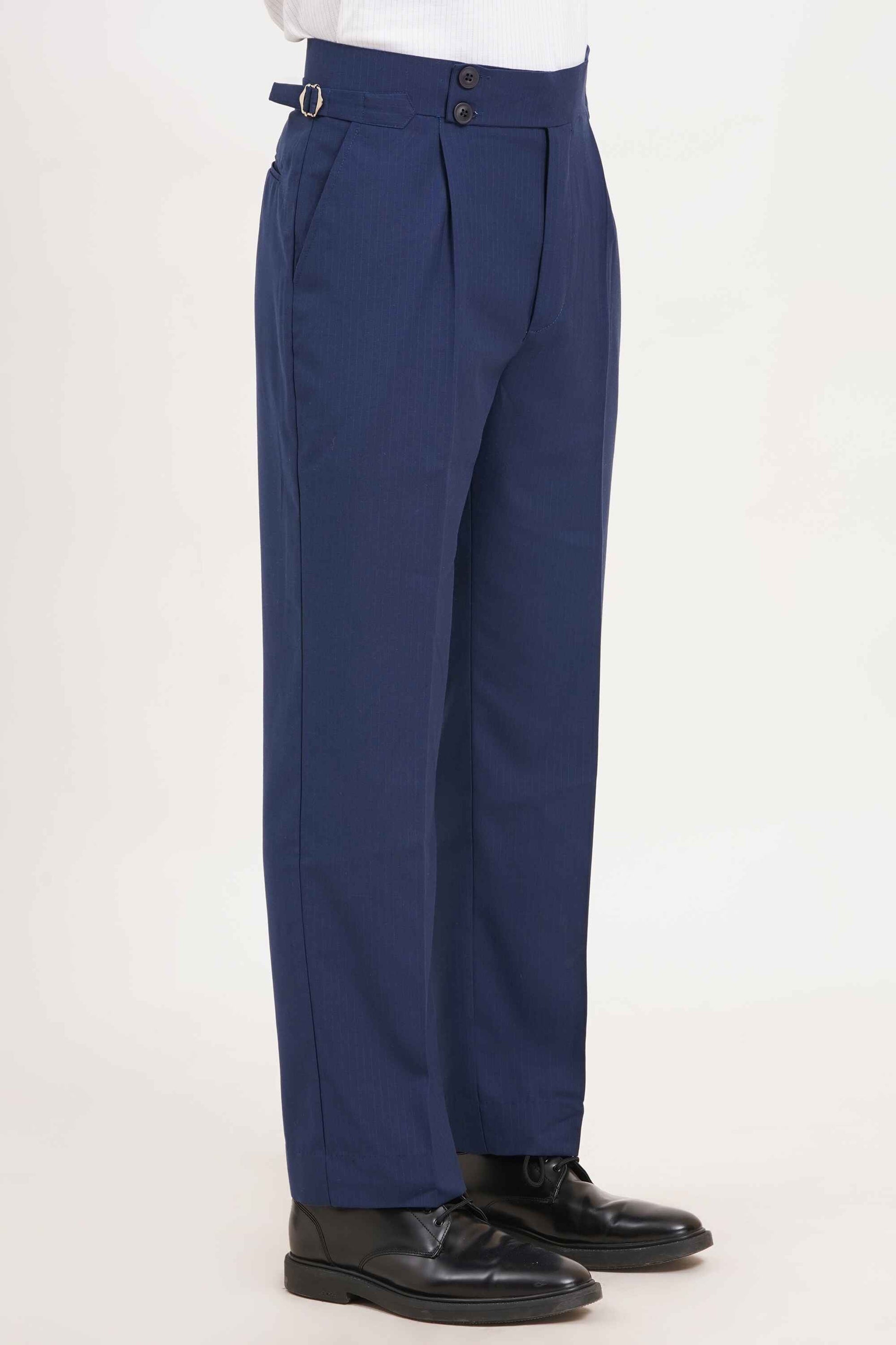 Blue Stripe Gurkha Pants Double Button | Tailored Fit – Adam Spirit - Adam Spirit