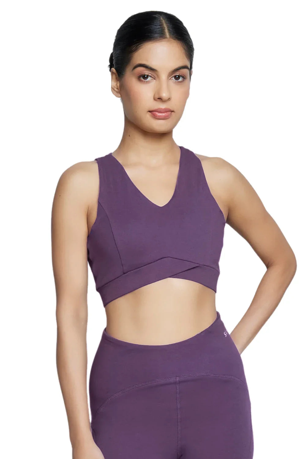 V-Neck Sports Bra (Plum)