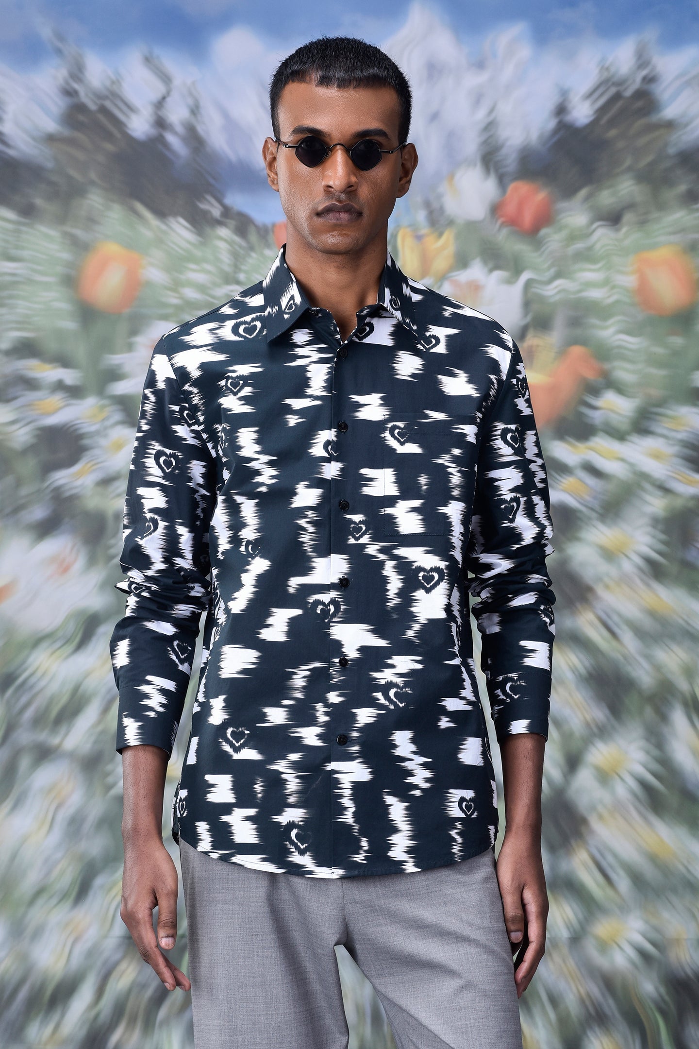Trendy printed shirts for men by Stylera featuring black and white abstract patterns