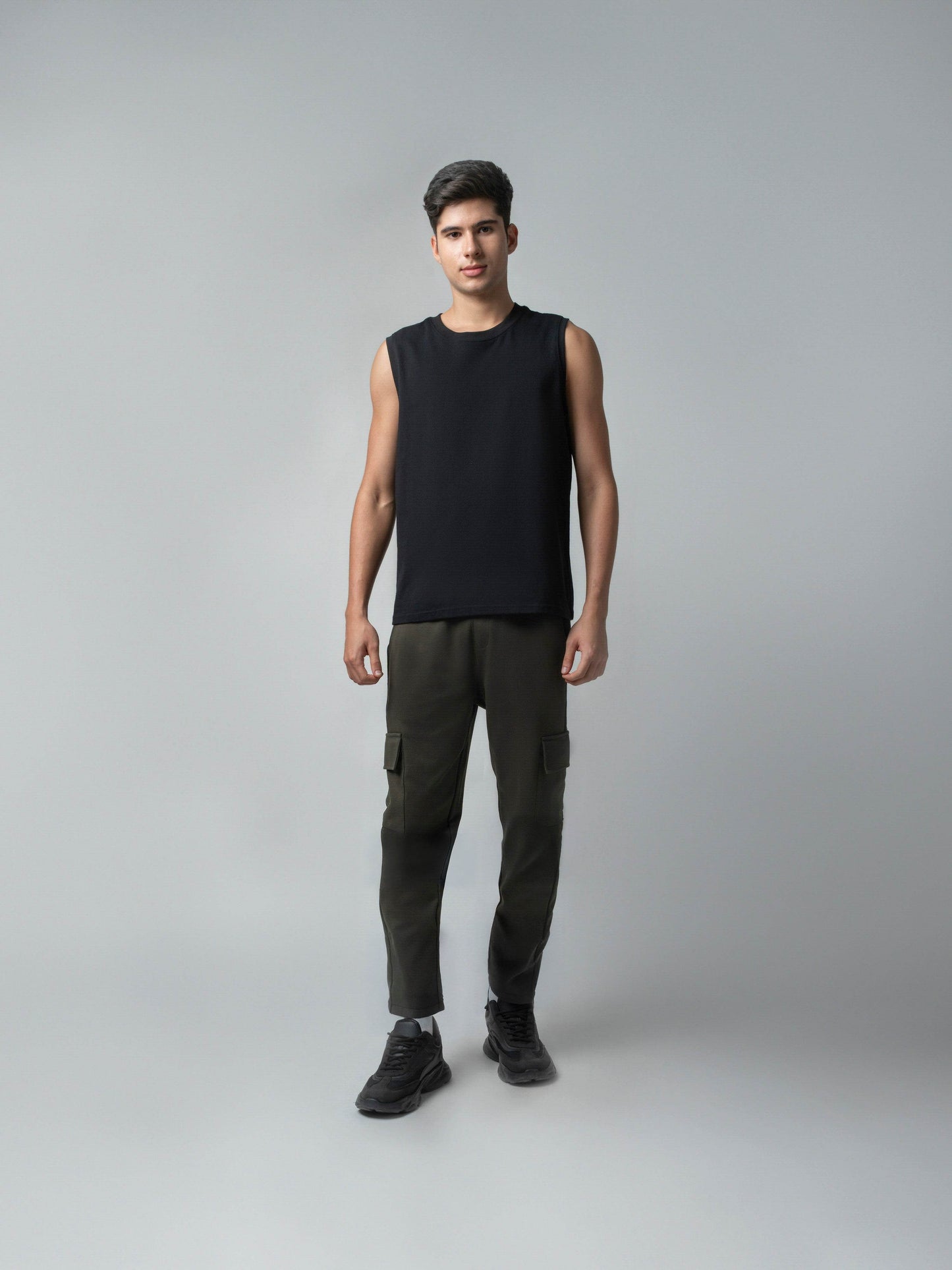 Trackpant with Dual Cargo Pockets in Rougen Cotton Poly Elastane Interlock