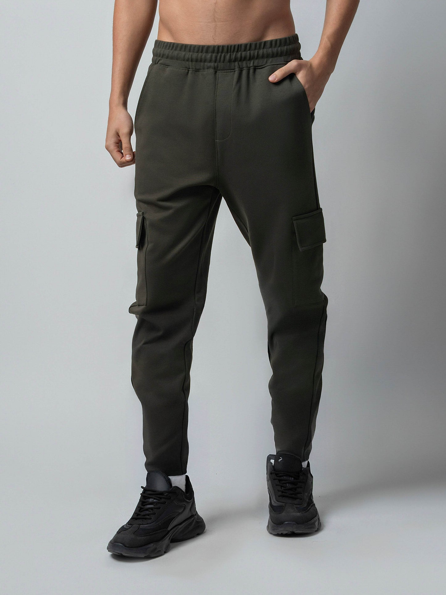 Trackpant with Dual Cargo Pockets in Rougen Cotton Poly Elastane Interlock