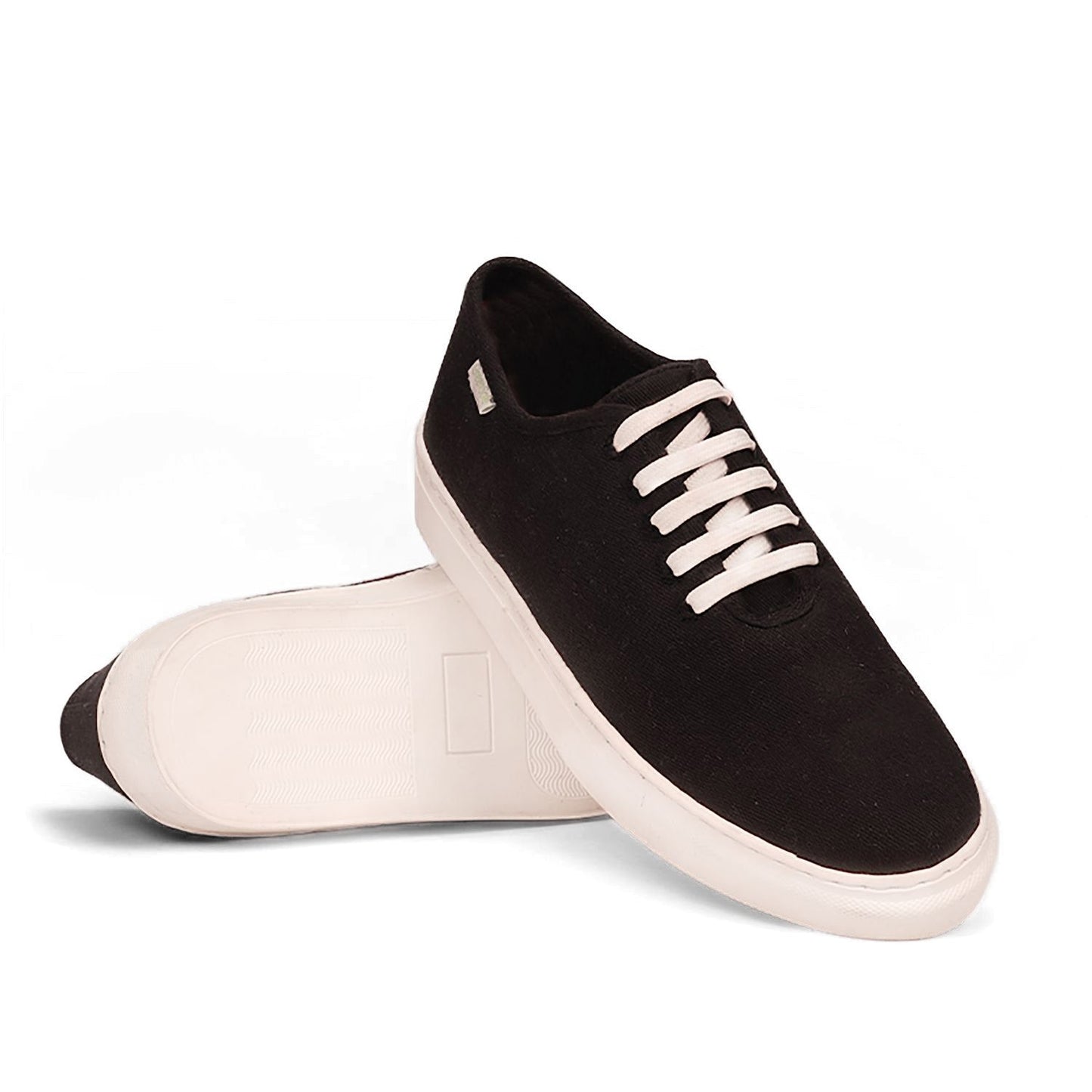 Stylera black minimal men's sneakers with white laces and a sleek design for casual wear