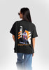 Black streetwear oversized tee womens by Stylera featuring bold graphic print on back