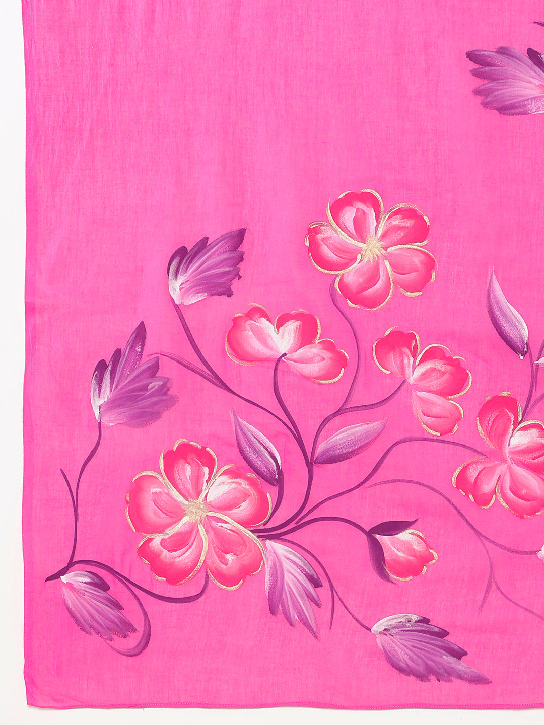 Calm Canvas floral saree in vibrant pink featuring beautiful flower designs for elegant occasions