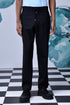 Stylera casual black wool trousers with drawstring waist and straight leg fit