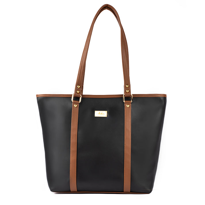 Stylish charcoal caramel tote bag by Stylera featuring a sleek design and sturdy straps