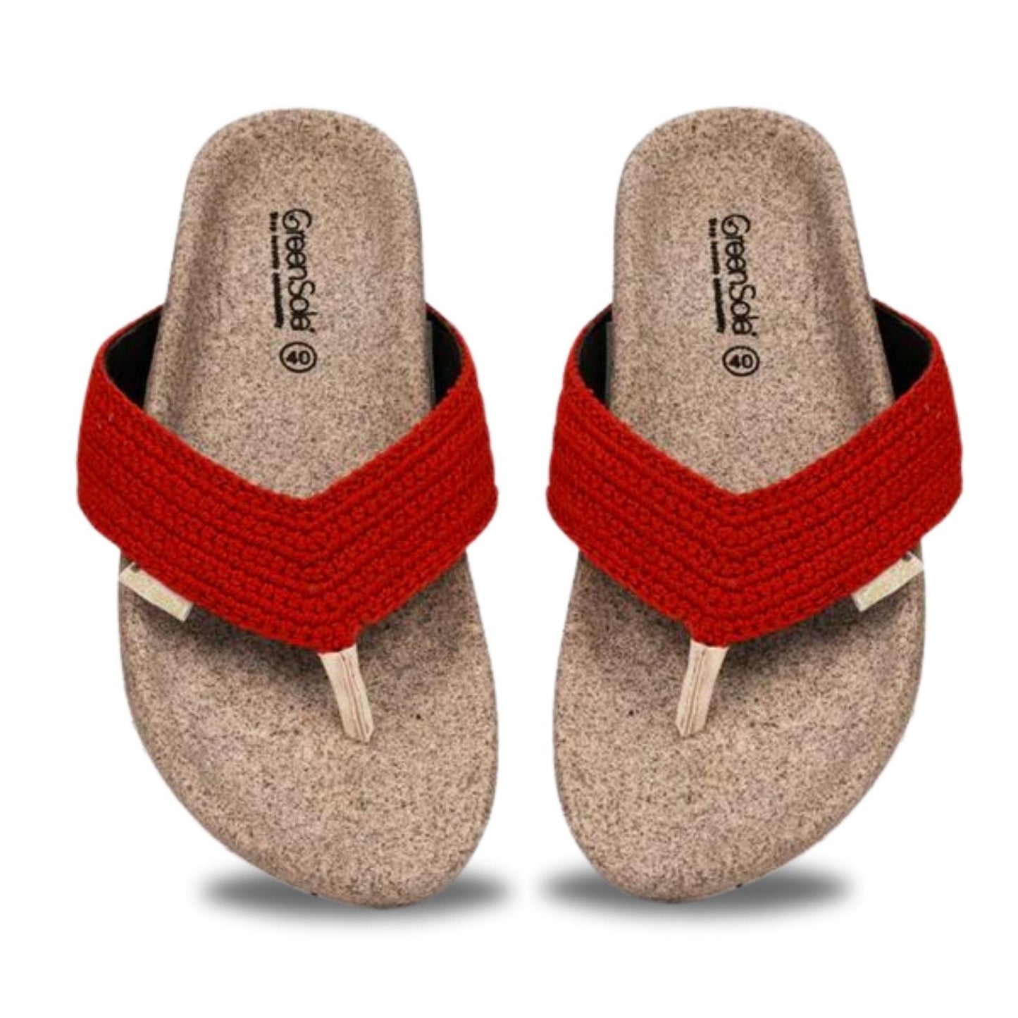 Cherry crush flip flops for ladies with red woven straps and cushioned footbed for comfort