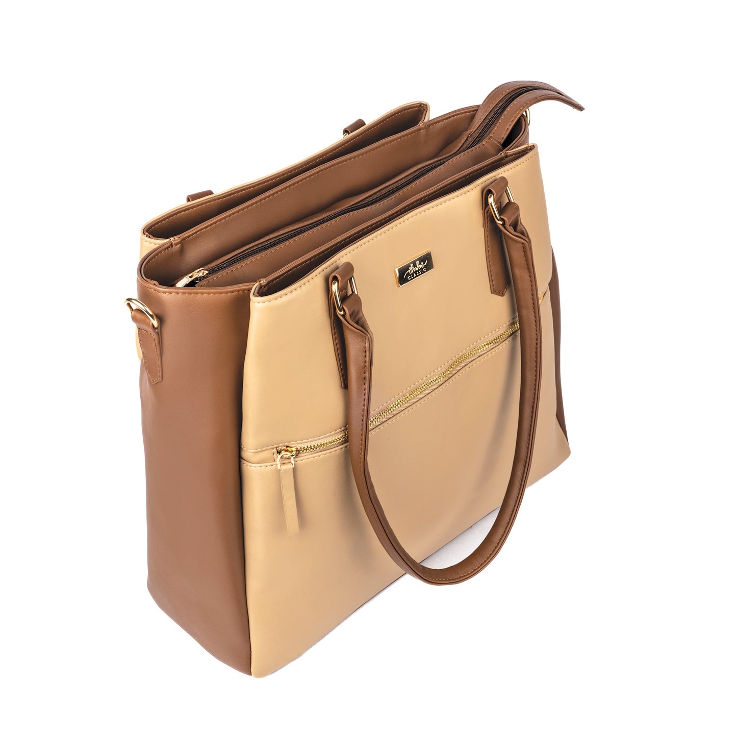 Cinnamon cocoa tote bag by Stylera featuring a stylish design with spacious compartments and dual straps