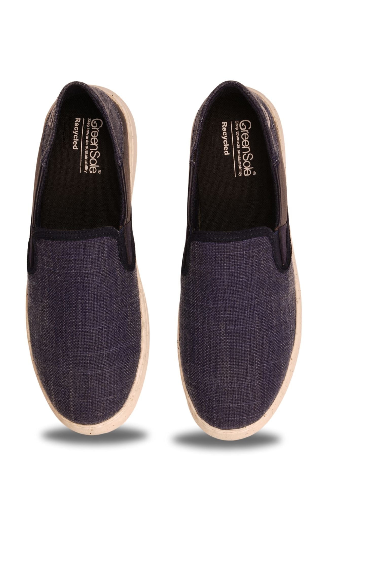 Comfortable men’s loafers for daily wear in navy blue with elastic side panels from Stylera
