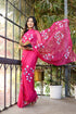 Elegant designer saree for special occasions in bright pink with intricate floral embroidery