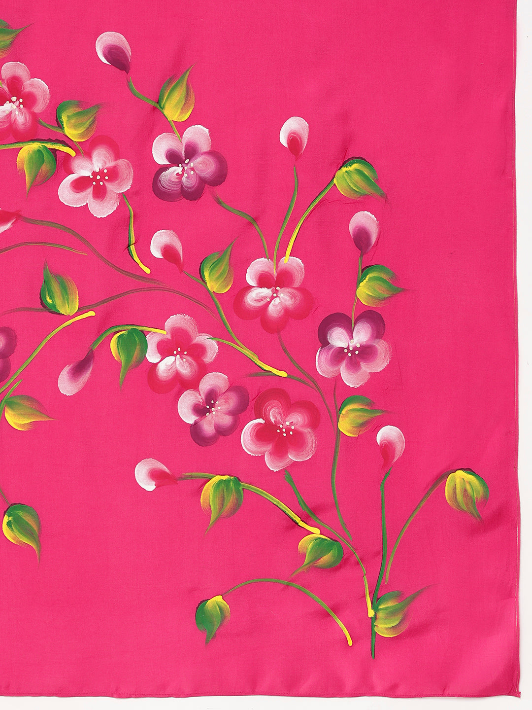 Elegant pink saree for parties featuring vibrant floral embroidery on a rich pink background
