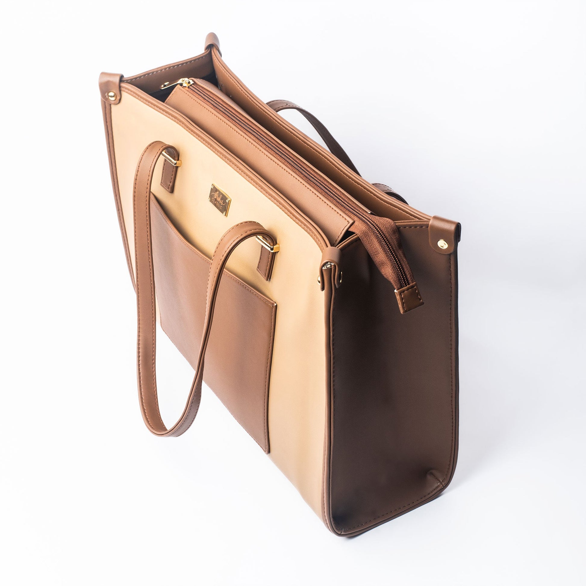 Stylish Stylera fashionable brown tote purse with a spacious design and elegant finish