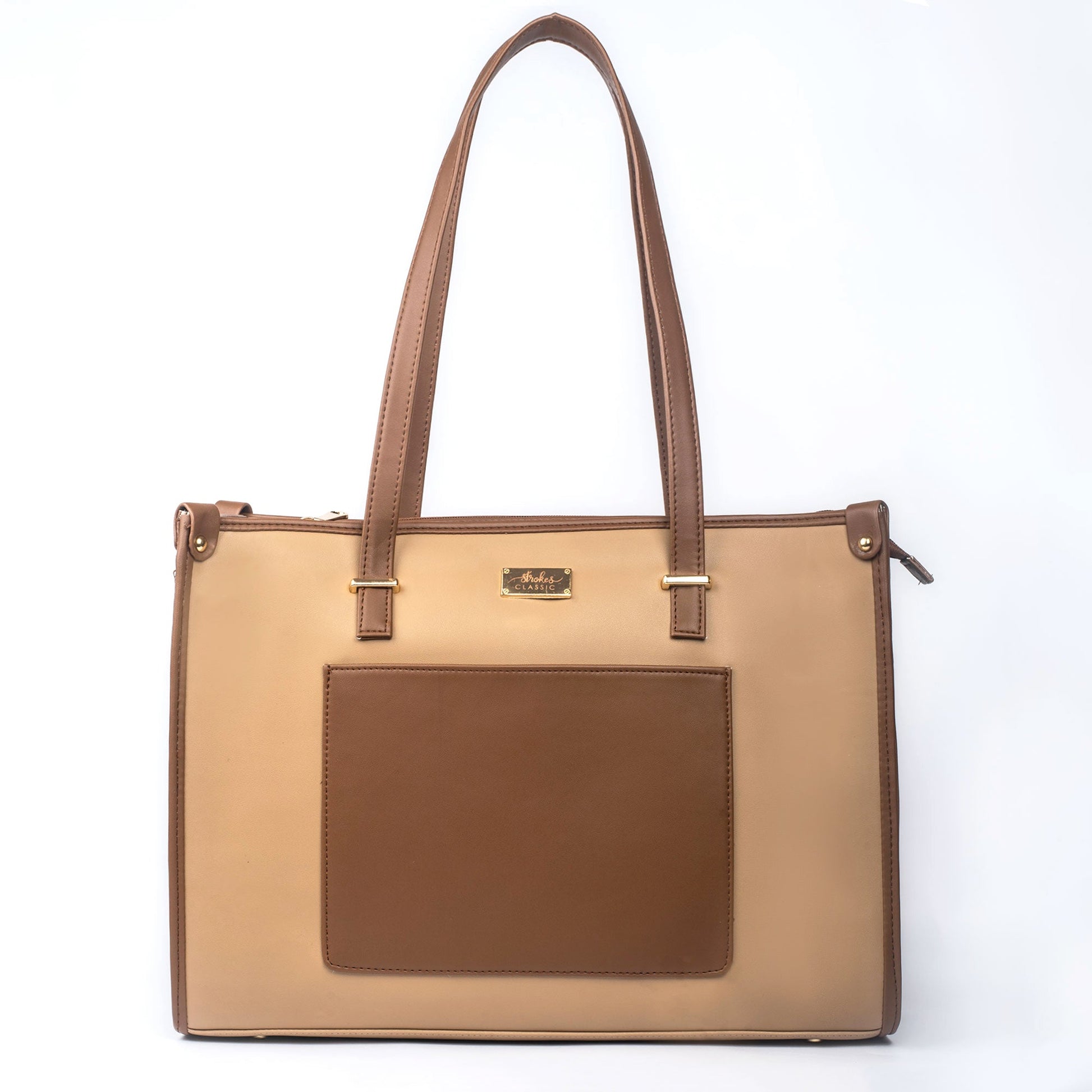 Stylish Stylera box tote bag in brown, perfect as a fashionable brown tote purse.