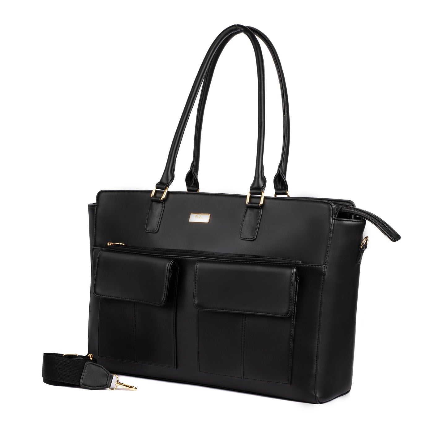 Stylish black oversized tote bag by Stylera, a fashionable large tote for laptops