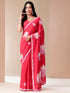 Elegant Stylera floral designer mal mal saree in vibrant pink with lotus prints for festive occasions