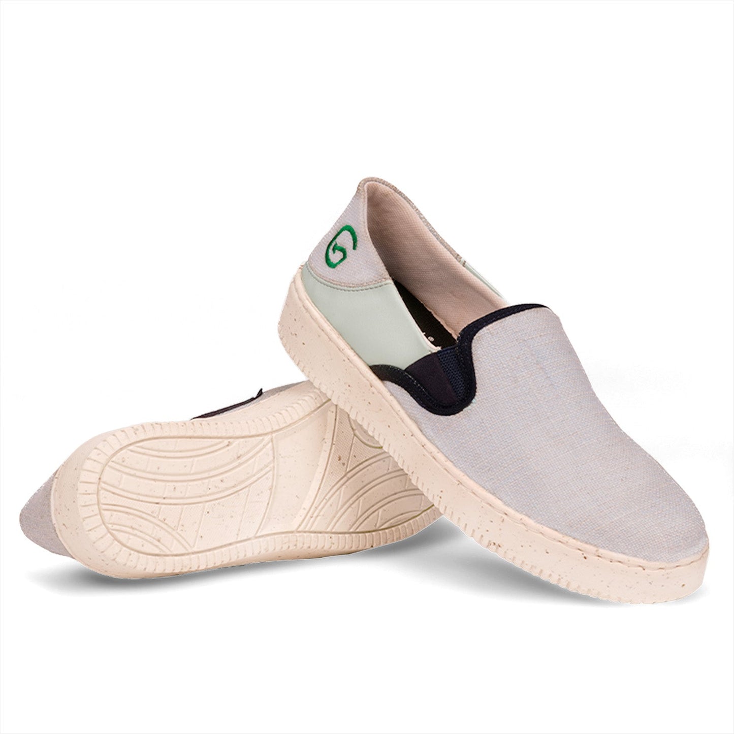 Trendy slip on footwear for women in grey and black with eco-friendly design by Greensoleshop