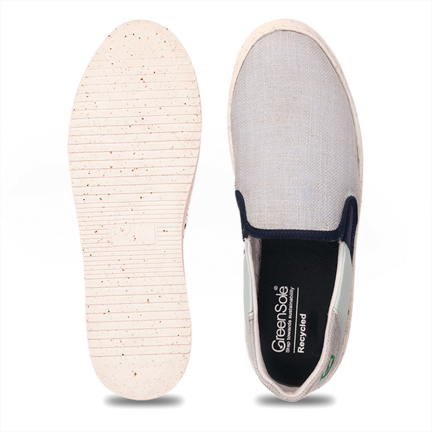 Trendy slip on footwear for women in gray with recycled materials and comfortable fit
