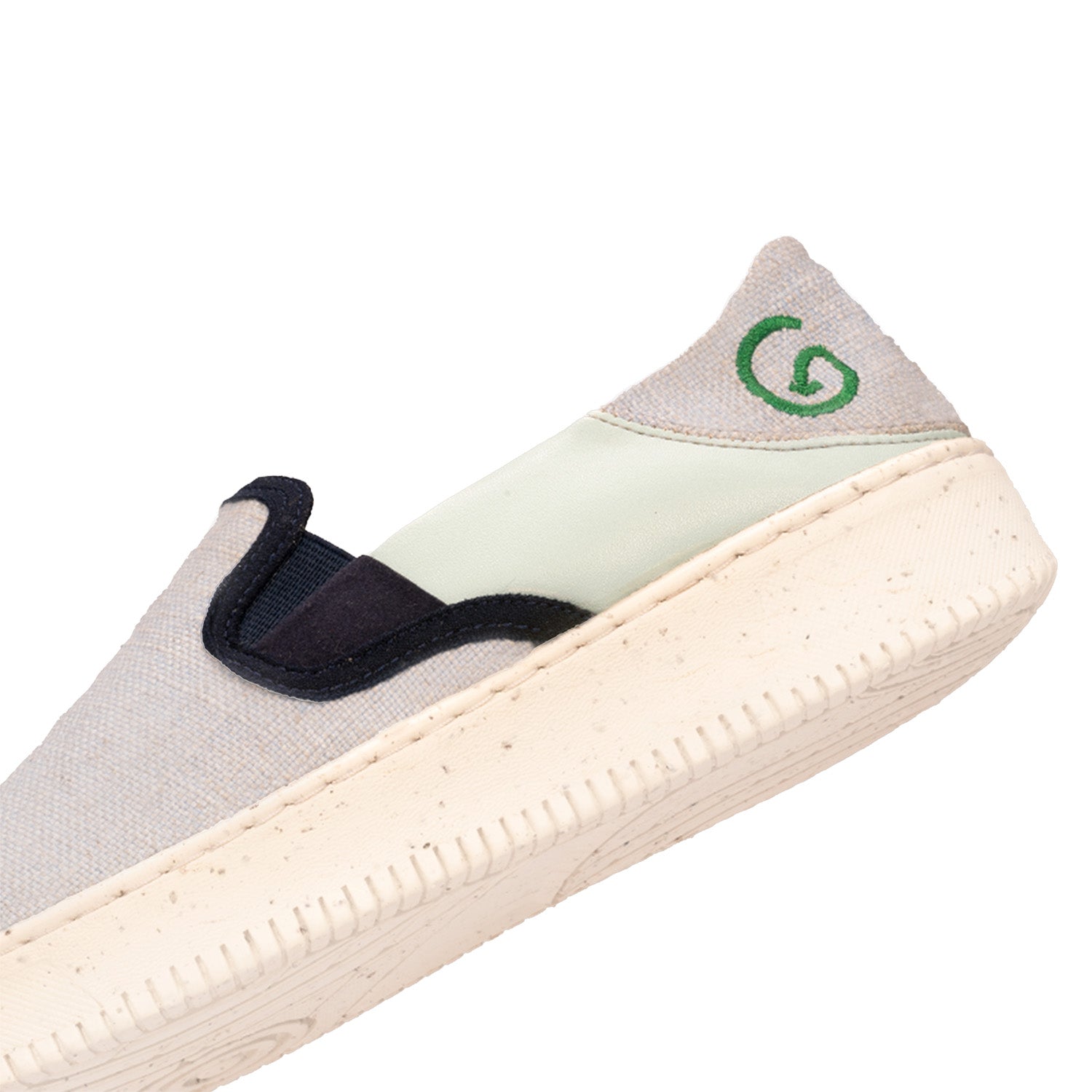 Stylish Greensoleshop trendy slip on footwear for women in light gray and green accents