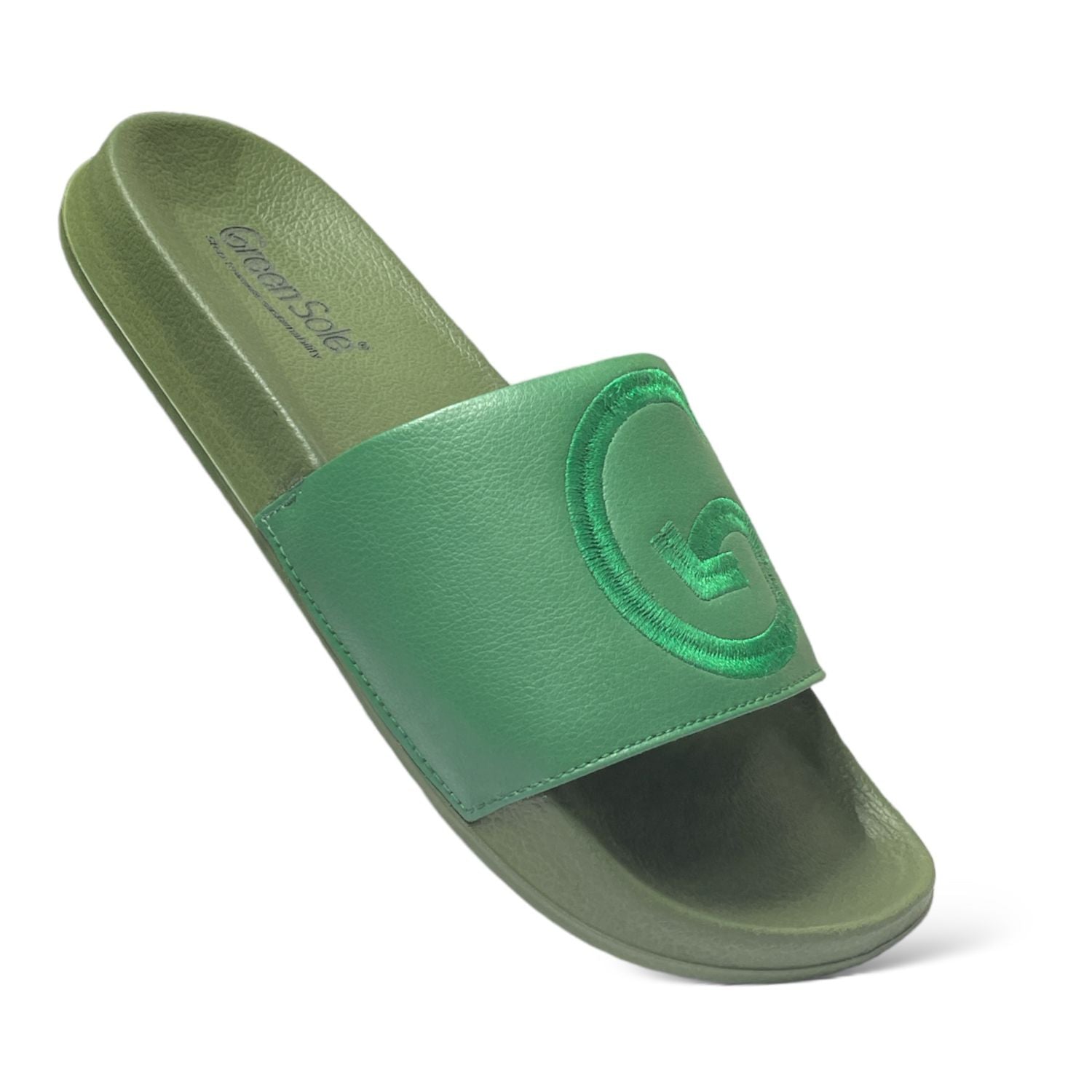 Men's green sliders by Stylera featuring a stylish design and comfortable fit