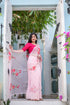 Elegant pink saree for women with floral embroidery, paired with a matching blouse for a stunning look