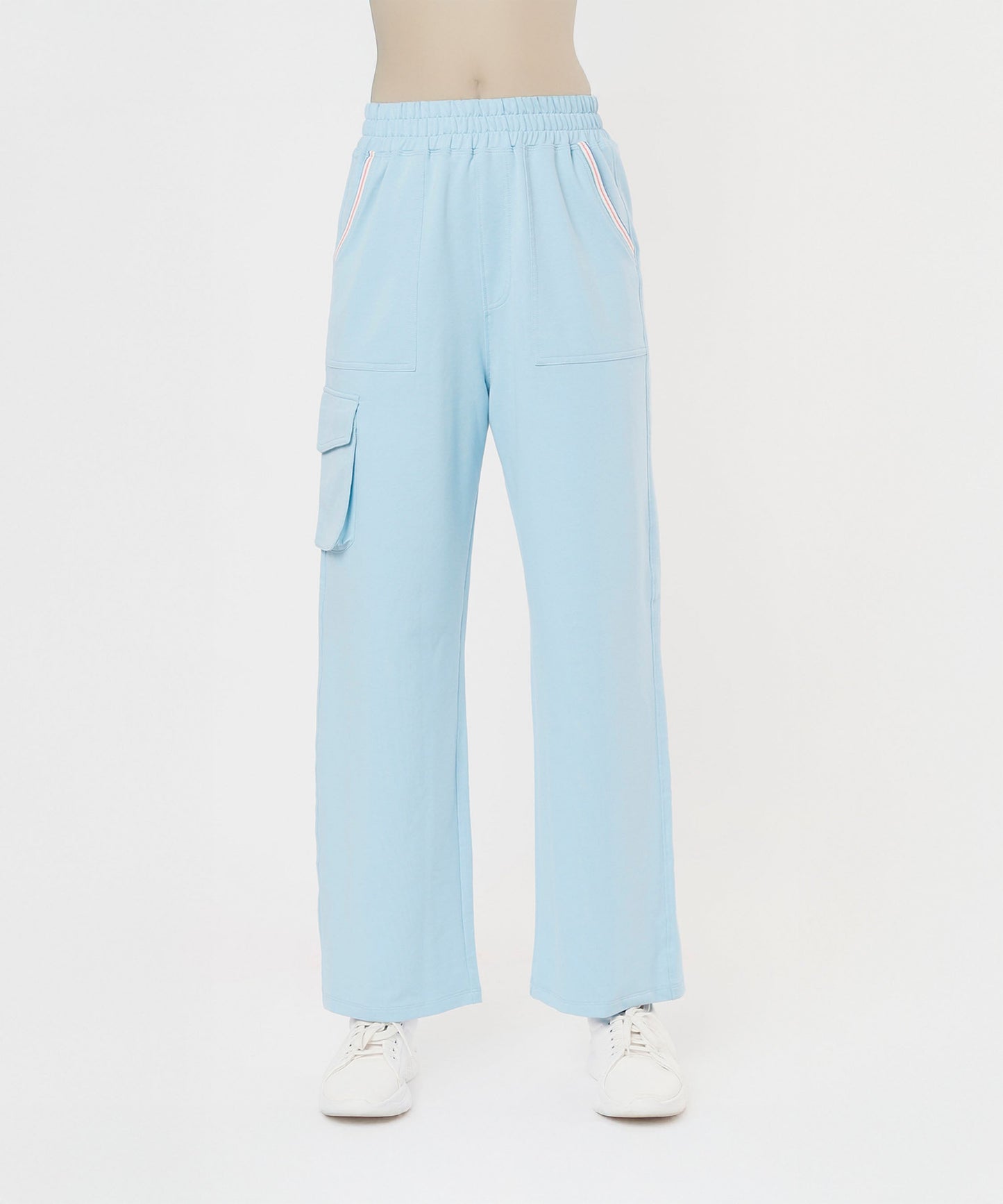 Light blue cargo pants with side pockets, part of stylish co ord sets for women by Stylera
