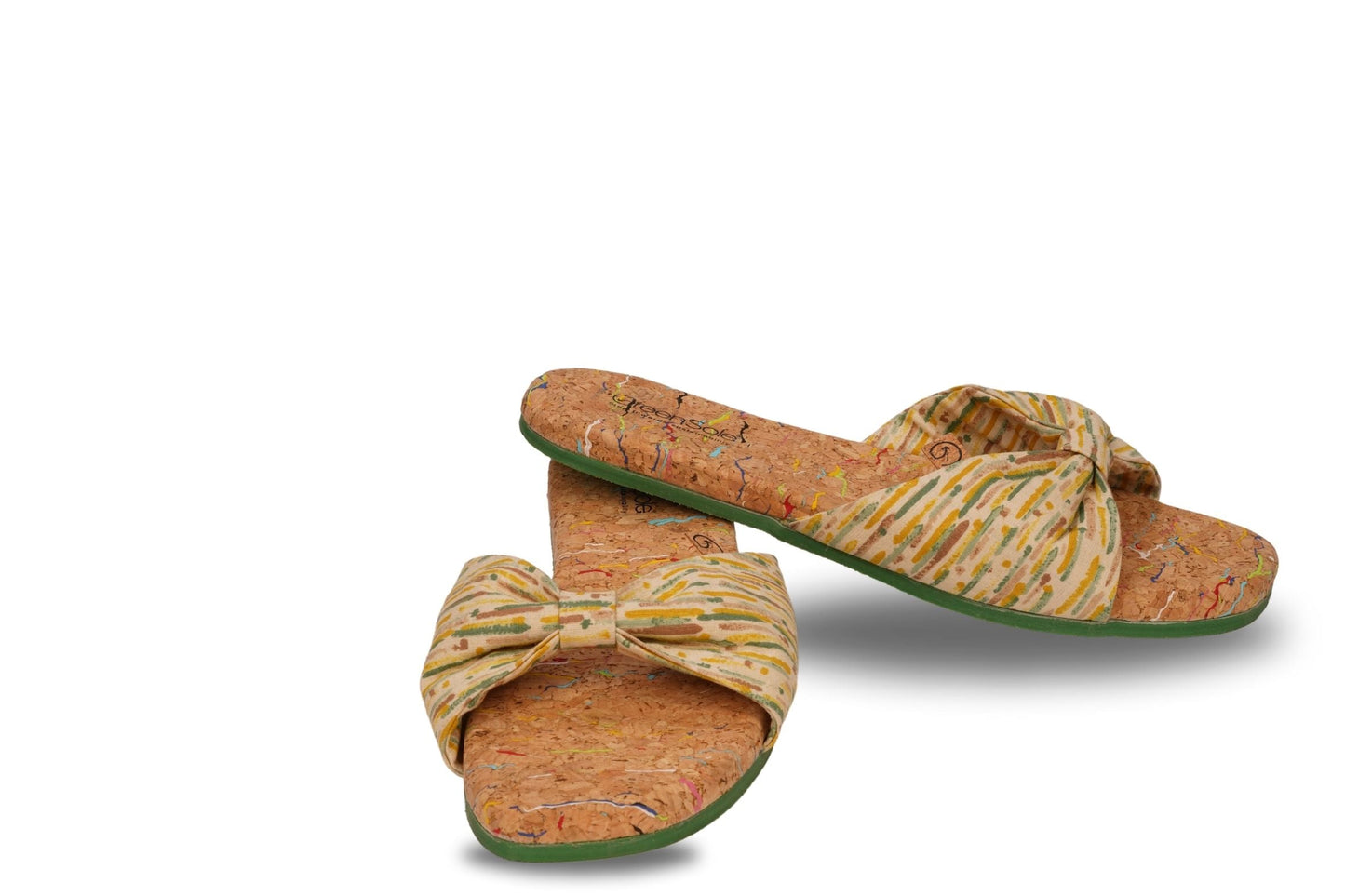 Stylera stylish flat sandals with bow featuring a comfortable cork sole and trendy design