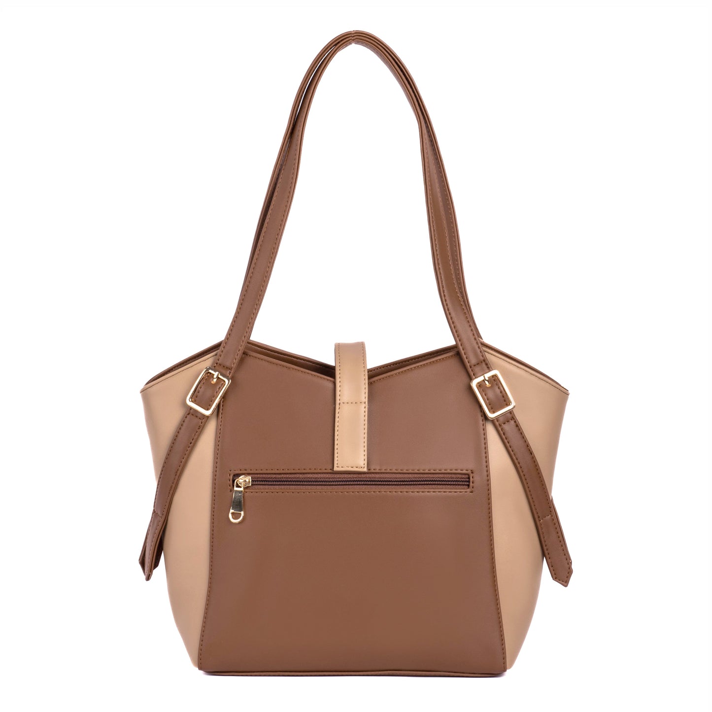 Stylish large everyday tote bag in brown with a zippered pocket and sturdy handles for daily use