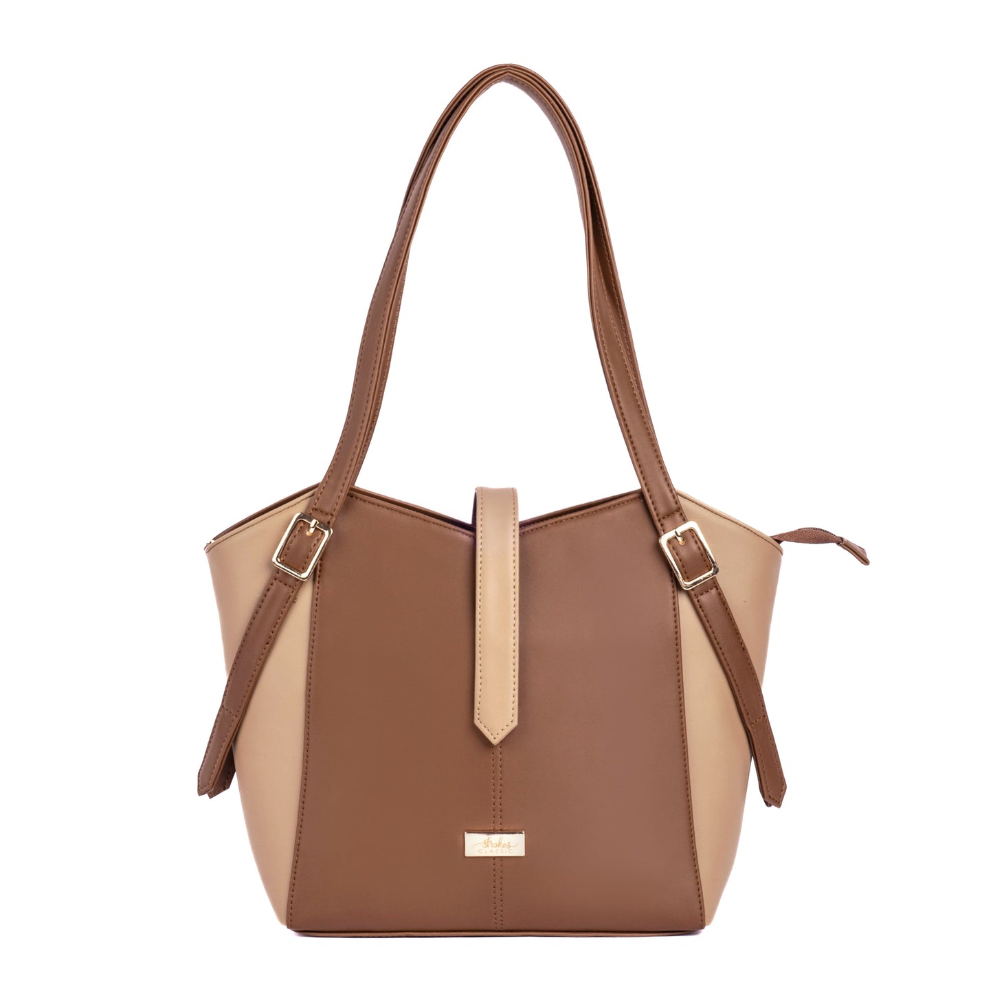 Elara Tote Bag in brown and beige, stylish large everyday tote for casual outings